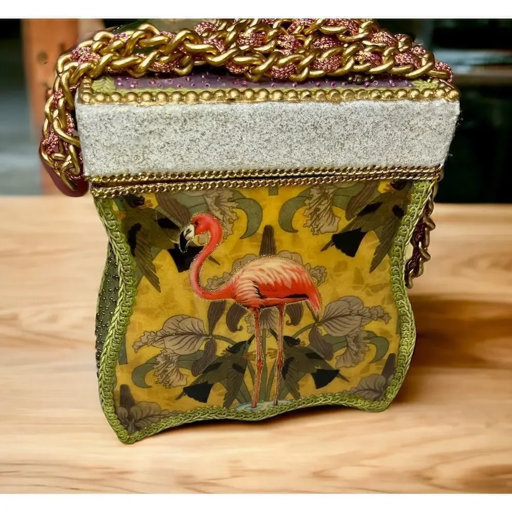 Vintage Mary Frances #945-43 “Flamingo Flamingo” Top Lift Bag